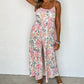 White Floral Spaghetti Straps Wide Leg Jumpsuit