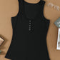Sleeveless Scoop Neck Button Tank Top