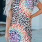 Leopard Reverse Tie Dye Rainbow Pocket Mini Dress