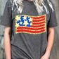 Gray Leopard Flag Graphic Print T Shirt