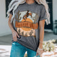 Desert Wild Cowboy Cactus Print Short Sleeve Graphic Tee