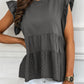 Gray Broderie Anglaise Flutter Blouse