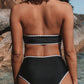 Black Contrast Binding High Waist Halter Bikini Set