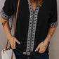 Chic Boho V Neckline Half Sleeve Blouse