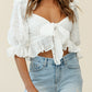 White Ruffle Puff Sleeve Crop Top