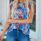 Floral Print Tank Top with Ruffles