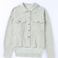 Sky Blue Raw Hem Flap Pockets Cropped Corduroy Jacket