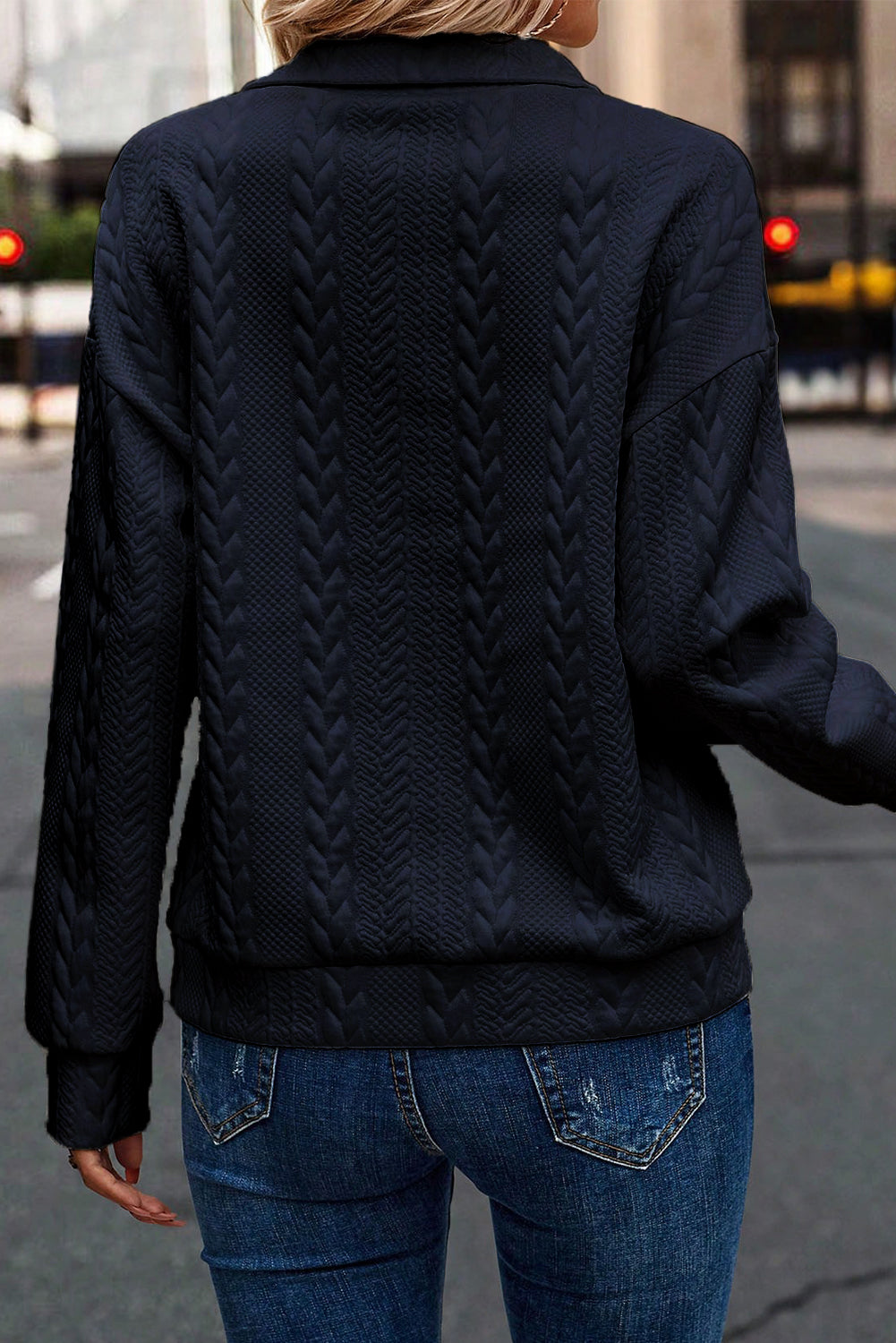 Zip up Cable Textured Sweatshirt