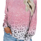 Pink Tie Dye Leopard Print Long Sleeve Top
