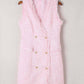 Pink Frayed Edge Double Breasted Tweed Vest Dress