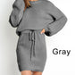 Balloon Sleeve Knit Dress Short Skirt