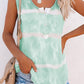 Tie Dyed Buttoned Round Neck Tank Top