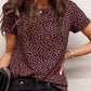 Red Cheetah Print O-neck Short Sleeve T Shirt