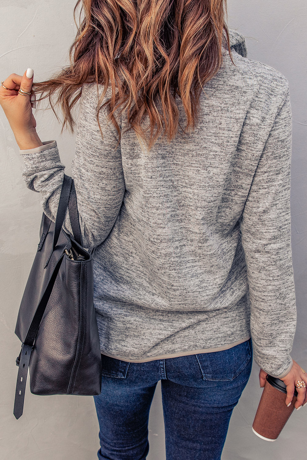Gray Quarter Zip Pullover Sweatshirt