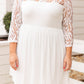 White Plus Size Lace Mesh Splice Babydoll Dress
