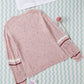 Pink Pilling Detail Patterned Sleeve Sweater