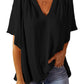 Split Neck Pleated Loose Top