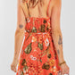 Orange Sleeveless A-line Floral Dress