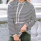 Stripe Kangaroo Pocket Drawstring Hoodie