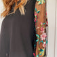 Black Floral Embroidered Sleeve Blouse