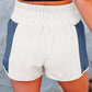Blue Color Block Split High Waist Shorts