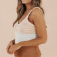 Khaki Striped Knit Color Block Tank Top