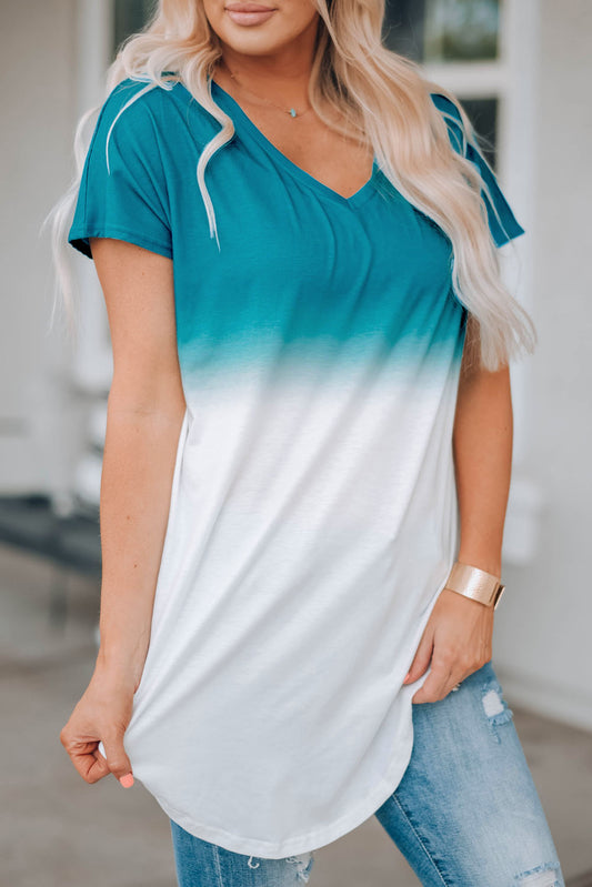 Ombre Color Block Casual Summer Shirt