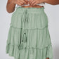 Smocked Waist Swiss Dot Frilled Tiered Mini Skirt