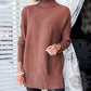 Turtleneck Ribbed Knit Tunic Sweater