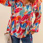 Paint Print Ruffled Detail Loose Blouse