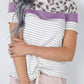 White Leopard Striped O-Neck Tee95%Polyester+5%Elastane