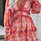 Ruffle Detailing Open Back Floral Dress