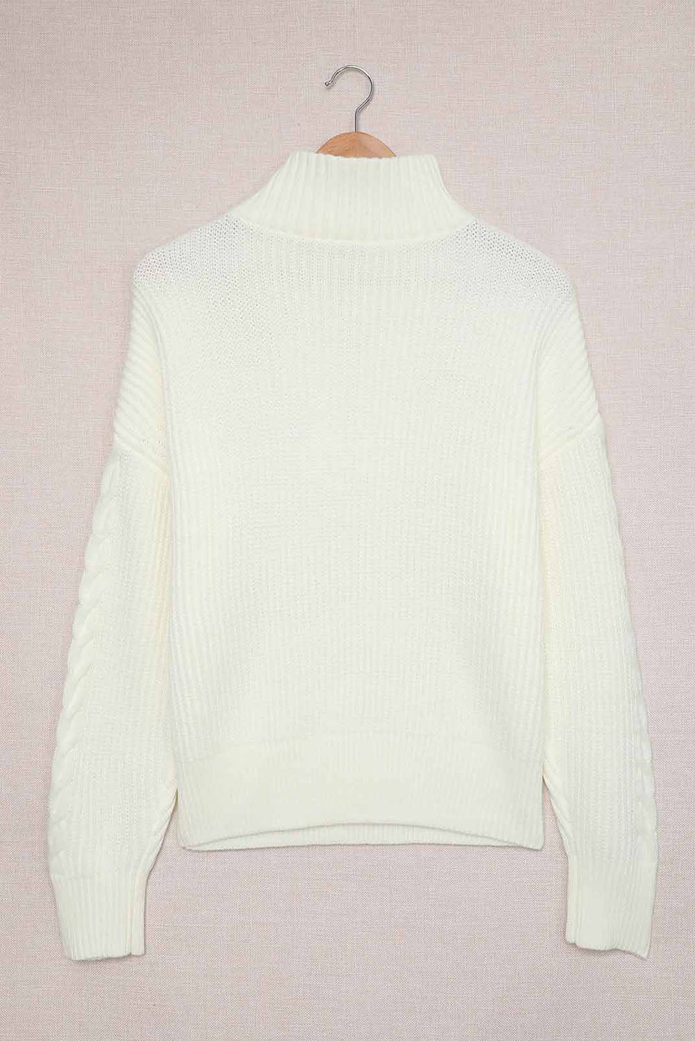 Zip Collar Drop Shoulder Knitted Sweater