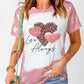 Pink Love Always Heart Leopard Bleached Print Graphic T Shirt