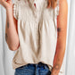 Frilled Tank Top with Buttons