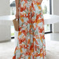 Floral Print Drawstring Shirred High Waist Wide Leg Pants
