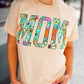 MOM Floral Letter Print T Shirt