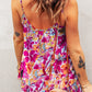 Red Floral Print Loose Fit Spaghetti Strap Tank Top