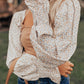 Floral Print Splicing Shirred Puff Sleeve Blouse