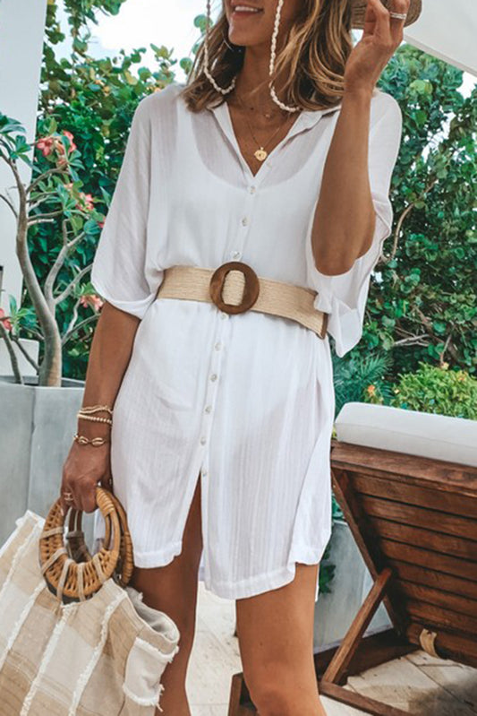 Half Sleeve Shirt Dress Cover Up