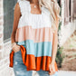 White Frill Straps Color Block Tiered Tank Top