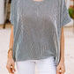 Gray Ribbed Knit Round Neck Relaxed Tee