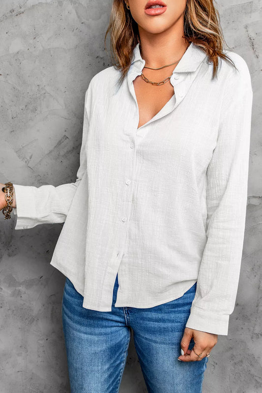 Textured Solid Color Basic Shirt