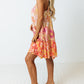 Orange Floral Print Tiered Spaghetti Straps Shift Dress