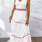 White Embroidered Back Knot Sleeveless Maxi Dress