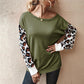 Autumn and winter fashion collision color stitching leopard sweater
