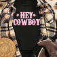 HEY COWBOY Letters Crew Neck T-shirt