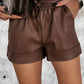 PU Leather Belted High Waist Shorts