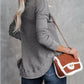 Crew Neck Ribbed Trim Waffle Knit Top