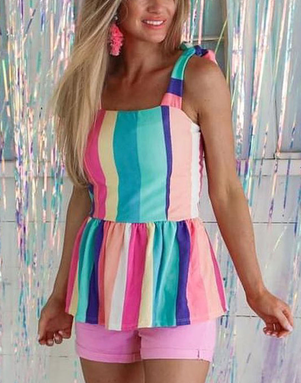 Multicolor Striped Print Tank Top